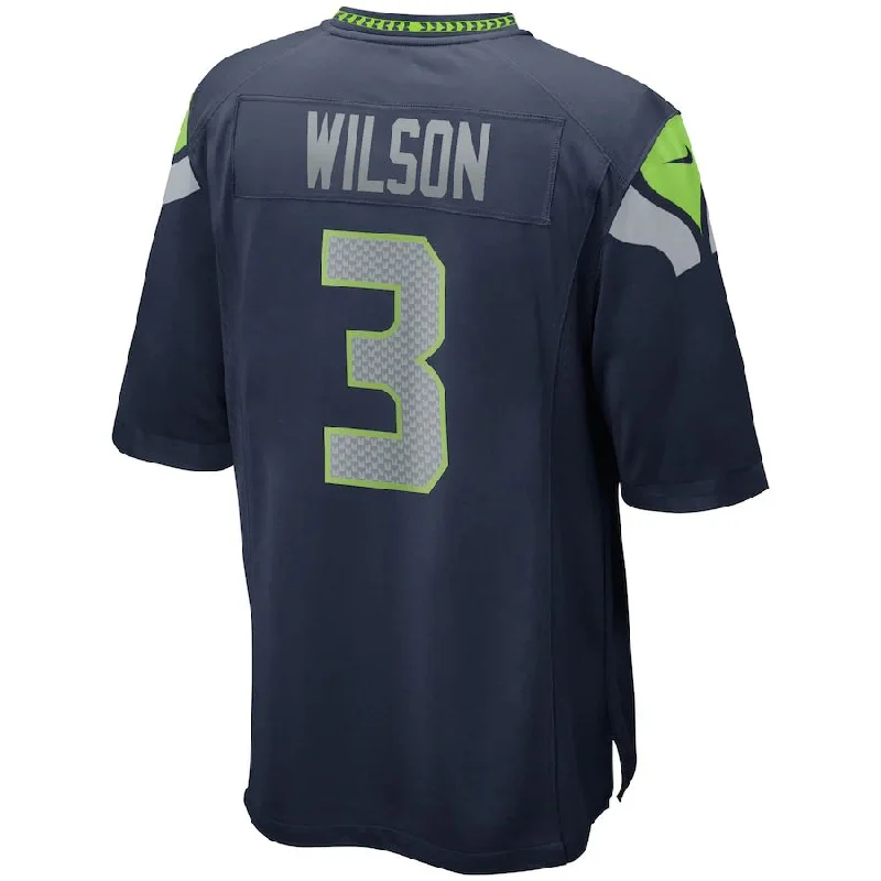 Rugby Jersey With Custom Sizing-S.Seahawks #3 Russell Wilson College Navy Game Player Jersey Stitched American Football Jerseys