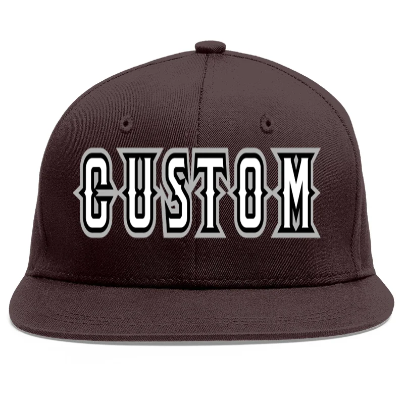 Baseball Cap For Outdoor Work-Custom Brown White-Black Flat Eaves Sport Baseball Cap