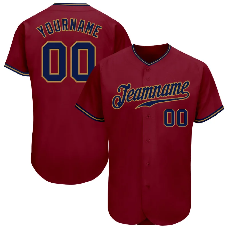 Baseball Jersey For Special Editions-Custom Crimson Navy-Old Gold Authentic Baseball Jersey