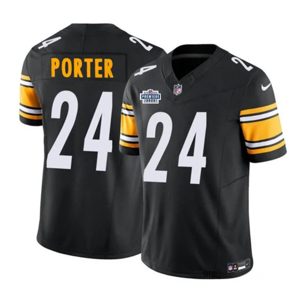 Football Jersey For Club Sports-Men's Pittsburgh Steelers #24 Joey Porter Jr. Black 2023 F.U.S.E. Prem1ere Patch Vapor Untouchable Limited Football Stitched Jersey