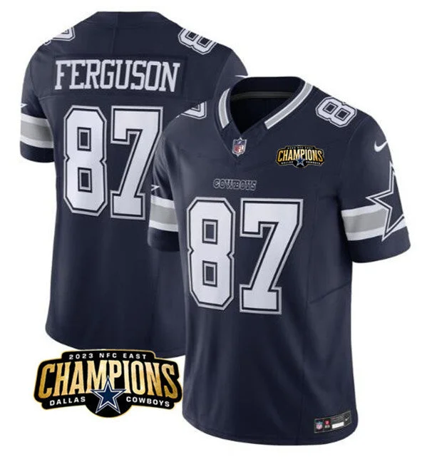 Football Jersey For Corporate Gifts-Men's Dallas Cowboys #87 Jake Ferguson Navy 2023 F.U.S.E. NFC East Champions Patch Football Stitched Jersey