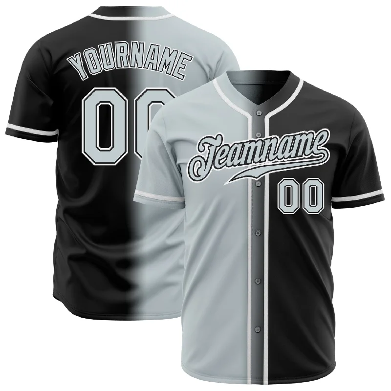 Baseball Jersey For Active Wear-Custom Black Silver-White Authentic Gradient Fashion Baseball Jersey