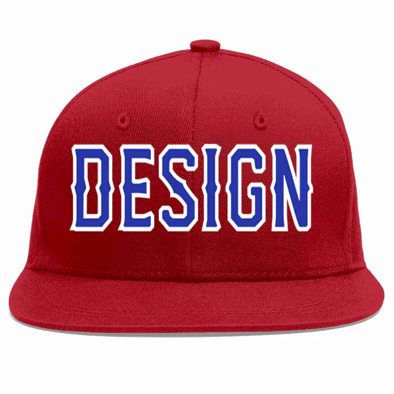 Baseball Cap For Gift Ideas-Custom Red Royal-White Flat Eaves Sport Baseball Cap Design for Men/Women/Youth