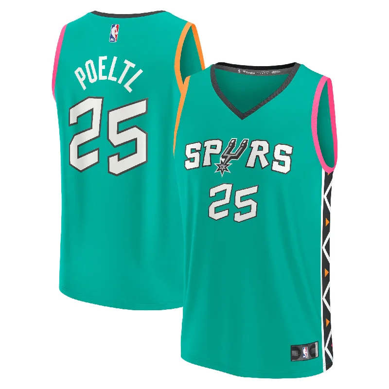 Custom Basketball Jersey With Name-Jakob Poeltl San Antonio Spurs Branded Fastbreak Basketball Jersey - City Edition - Green