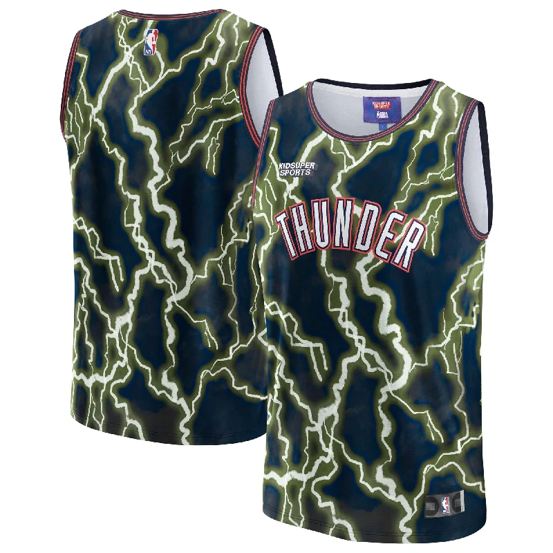 Basketball Jersey With Unique Patterns-Oklahoma City Thunder & Youthsuper Studios By Unisex Hometown Basketball Jersey - Black