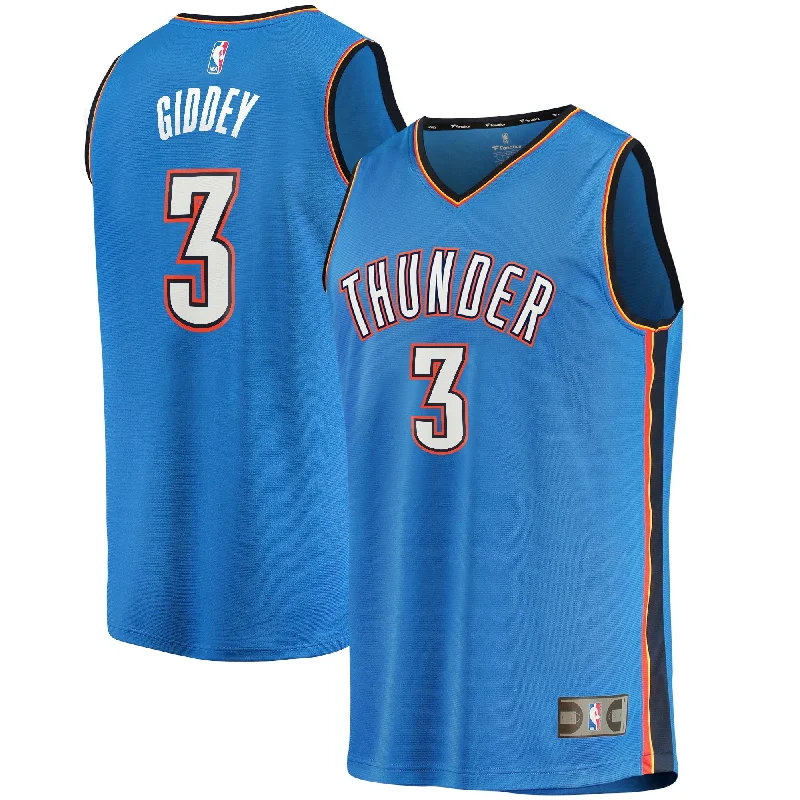 Basketball Jersey With Screen Printed Design-Josh Giddey Oklahoma City Thunder Branded 2021/22 Fast Break Basketball Jersey - Icon Edition - Blue