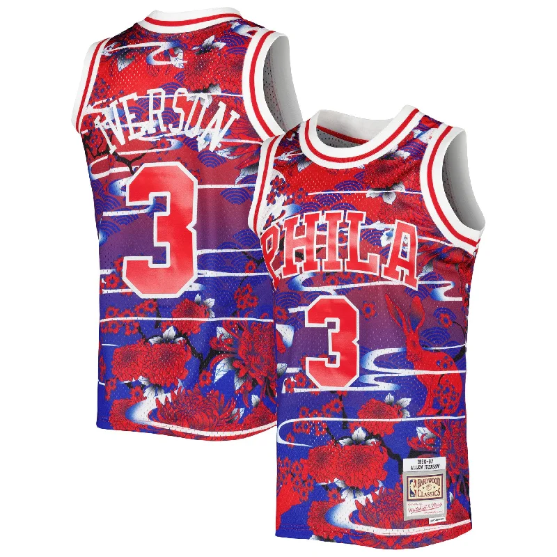 Basketball Jersey For Promotional Merchandise-Allen Iverson Philadelphia 76ers 1996/97 Hardwood Classics Lunar New Year Swingman Basketball Jersey - Red