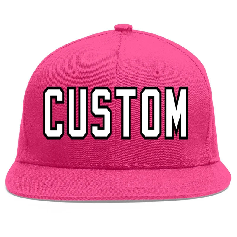 Baseball Cap With Limited Run Styles-Custom Rose Red White-Black Flat Eaves Sport Baseball Cap