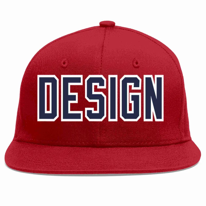 Baseball Cap For Schools-Custom Red Navy-White Flat Eaves Sport Baseball Cap Design for Men/Women/Youth