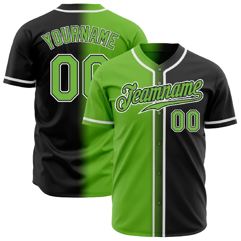 Baseball Jersey For Sports Gear-Custom Black Neon Green-White Authentic Gradient Fashion Baseball Jersey