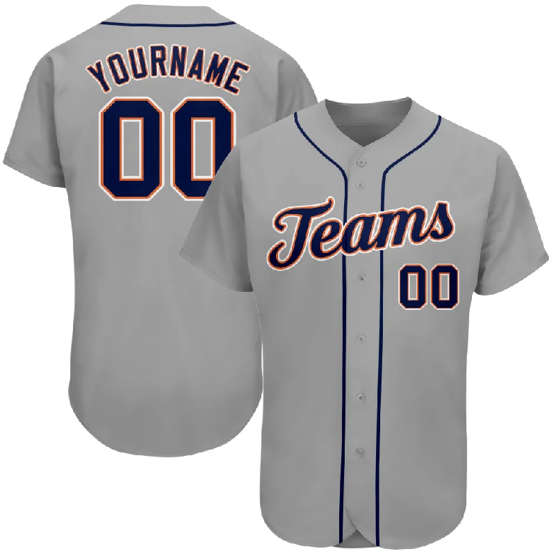 Baseball Jersey For Baseball Tournaments-Custom Gray Navy-Orange Authentic Baseball Jersey