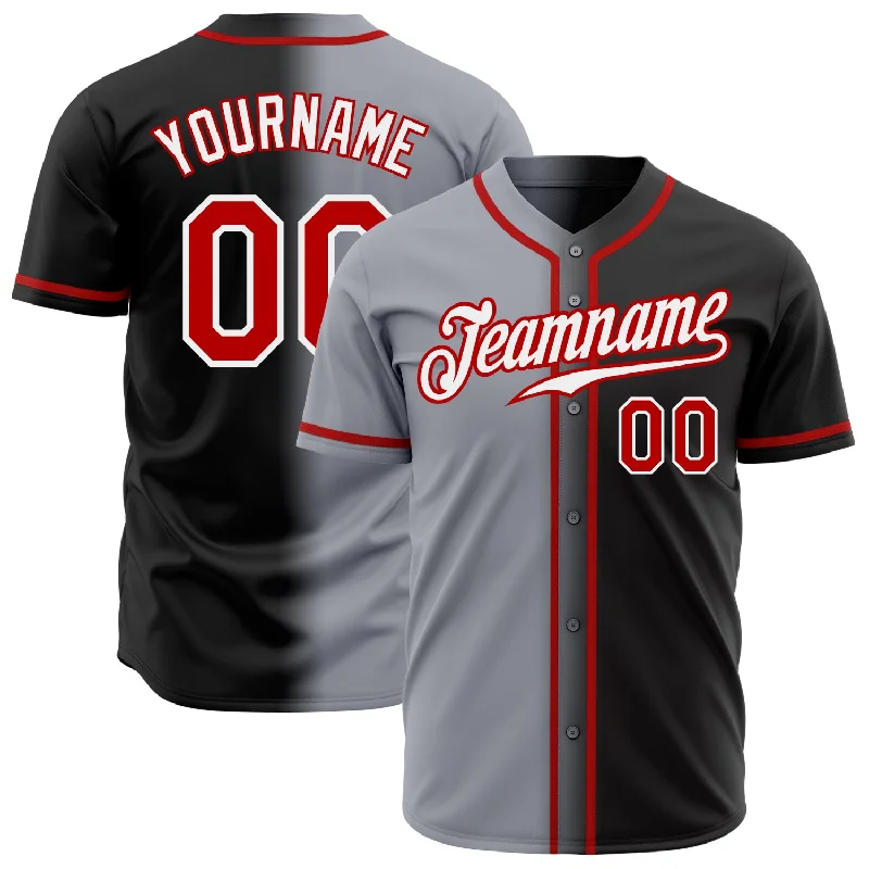 Baseball Jersey With Custom Fit-Custom Black Red Gray-White Authentic Gradient Fashion Baseball Jersey