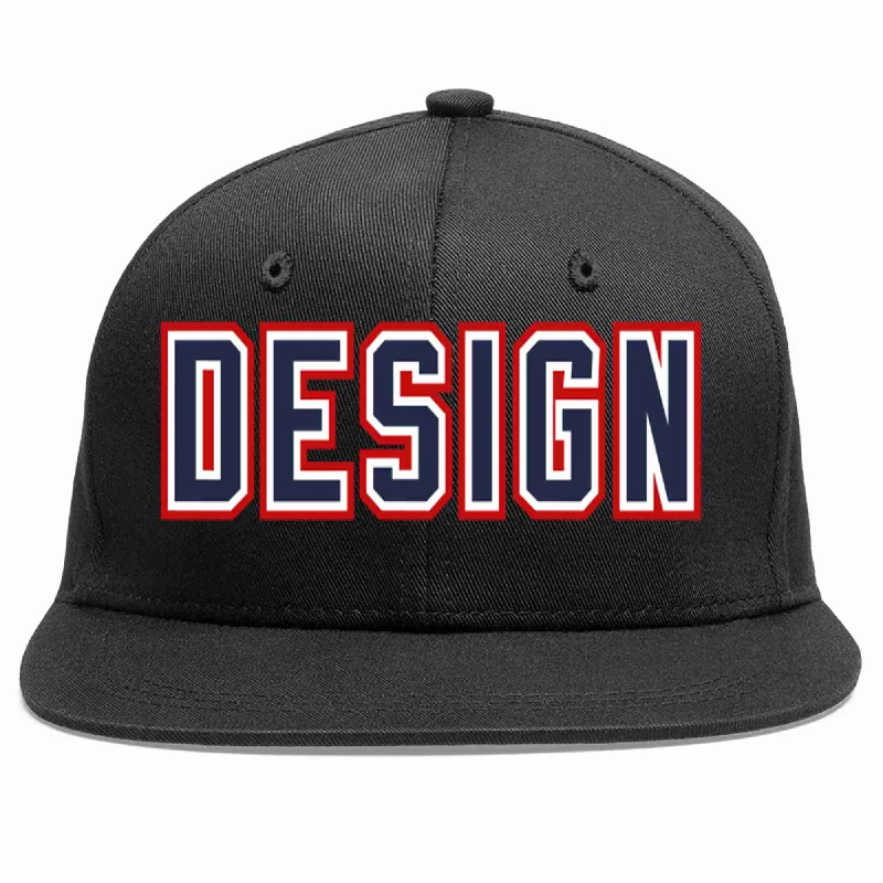 Baseball Cap With Comfort Fit-Custom Black Navy-White Flat Eaves Sport Baseball Cap Design for Men/Women/Youth