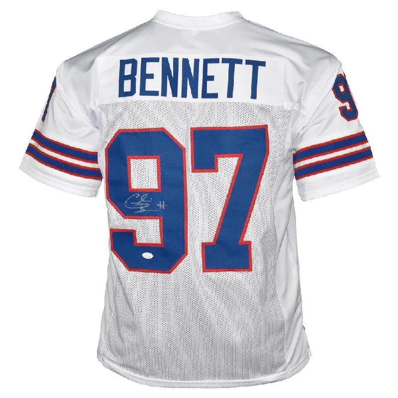 Rugby Jersey For Sports Lovers Gifts-Cornelius Bennett Signed Buffalo Pro White Football Jersey (JSA)