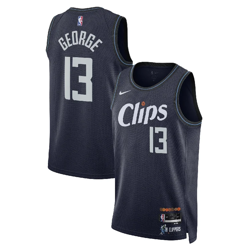 Basketball Jersey For Team Recognition-Paul George La Clippers Unisex 2023/24 Swingman Basketball Jersey - Navy - City Edition