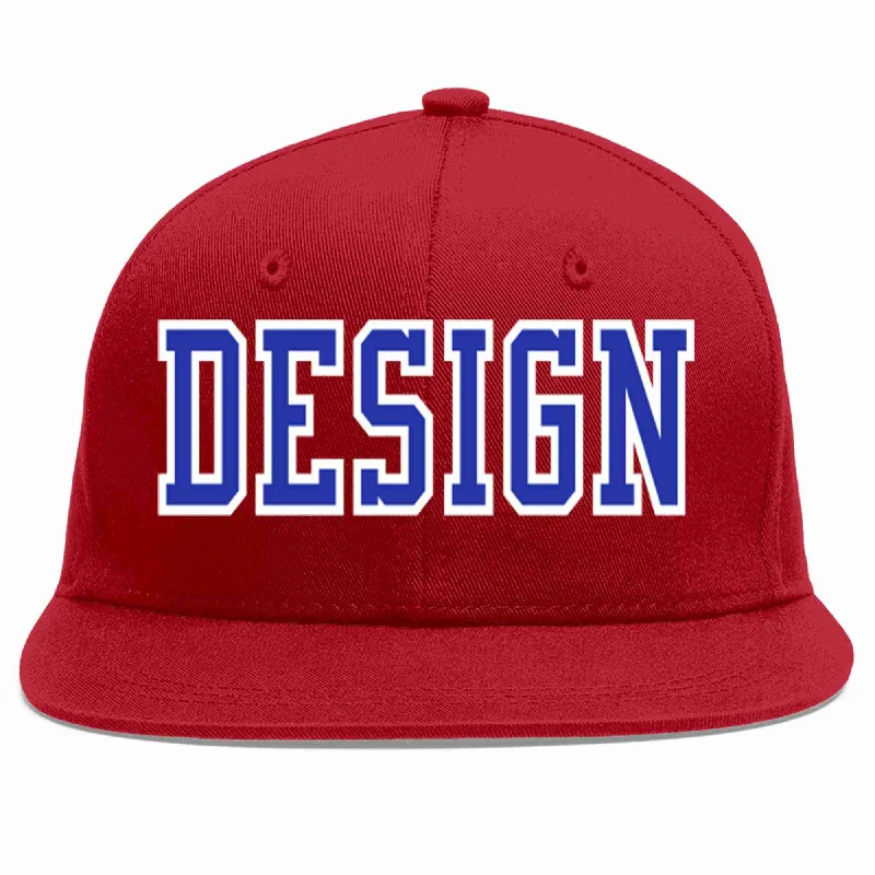 Baseball Cap For School Teams-Custom Red Royal-White Flat Eaves Sport Baseball Cap Design for Men/Women/Youth