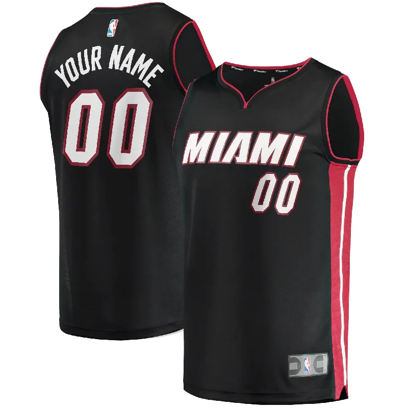 Basketball Jersey For Kids-Miami Heat Branded Fast Break Custom Basketball Jersey Black - Icon Edition