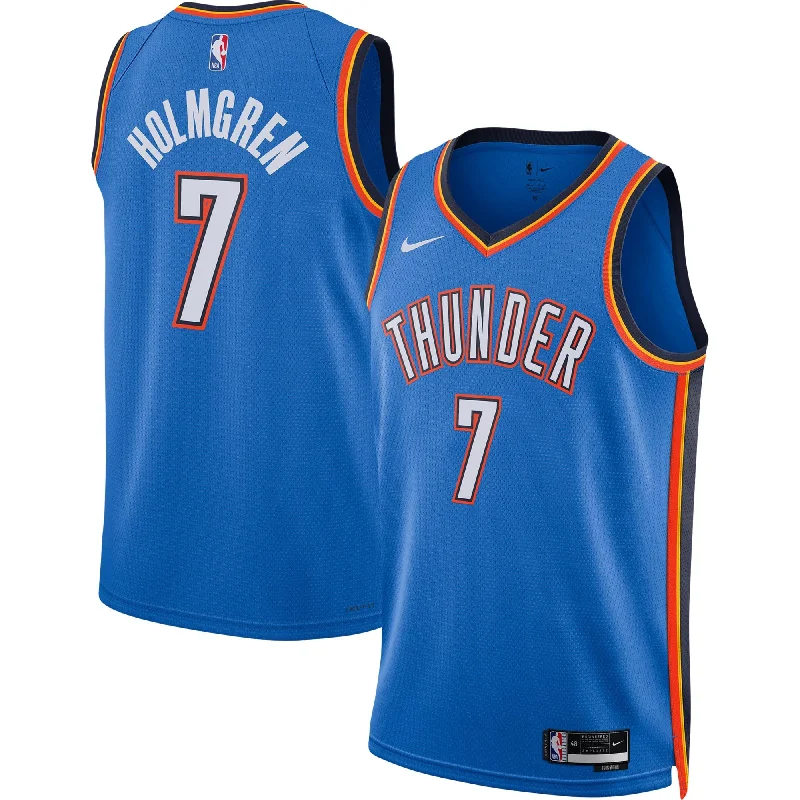 Personalized Basketball Jersey For Birthdays-Chet Holmgren Oklahoma City Thunder Unisex 2022 Draft First Round Pick Player Swingman Basketball Jersey - Icon Edition - Blue