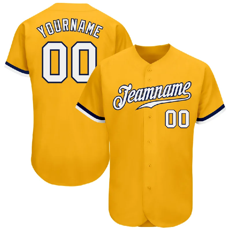 Baseball Jersey For Promotional Campaigns-Custom Gold White-Navy Authentic Baseball Jersey