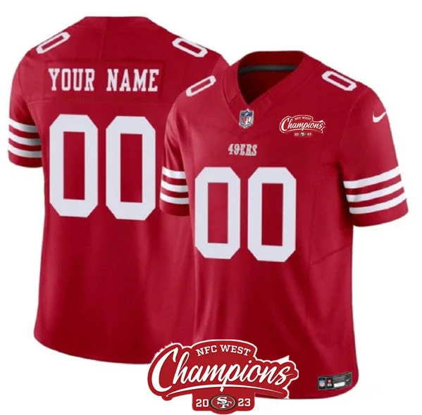 Football Jersey For Team Recognition-Men's San Francisco 49ers Active Player Custom Red 2023 F.U.S.E. NFC West Champions Patch Football Stitched Jersey