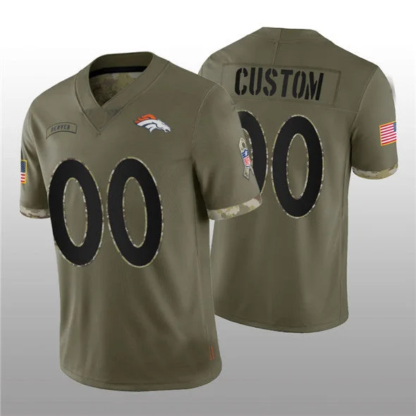 Rugby Jersey For Sports Clothing Lines-Custom D.Broncos ACTIVE PLAYER 2022 Olive Salute To Service Limited Stitched Jersey  American Football Jerseys