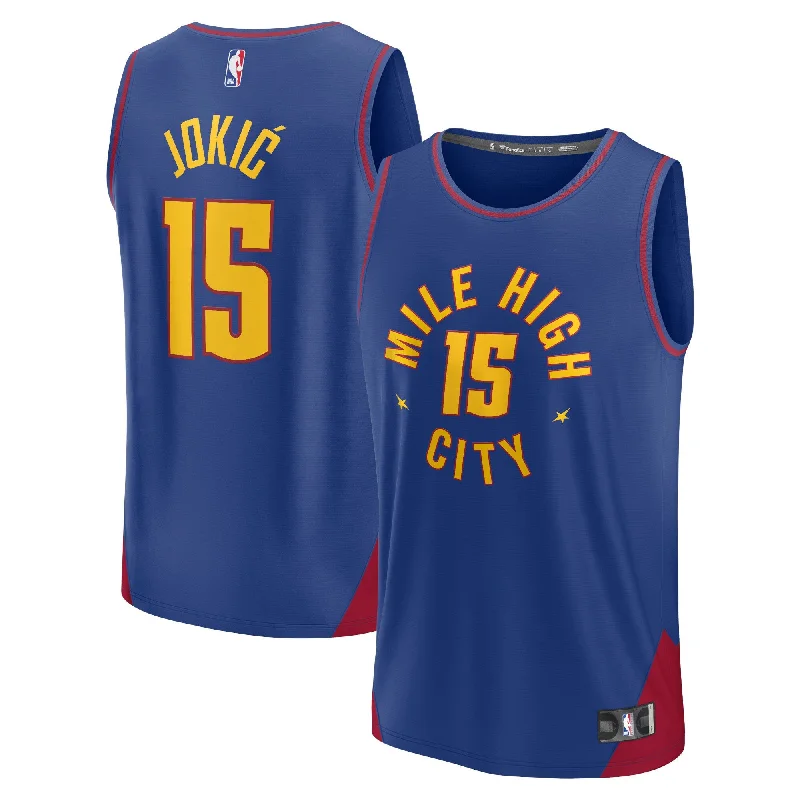 Basketball Jersey For Fans and Collectors-Nikola Jokic Denver Nuggets Branded Fast Break Player Basketball Jersey - Statement Edition - Navy