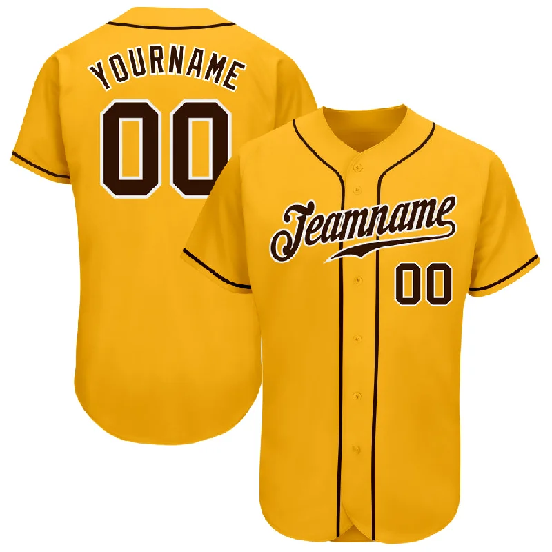 Baseball Jersey For Fundraising Campaigns-Custom Gold Brown-White Authentic Baseball Jersey