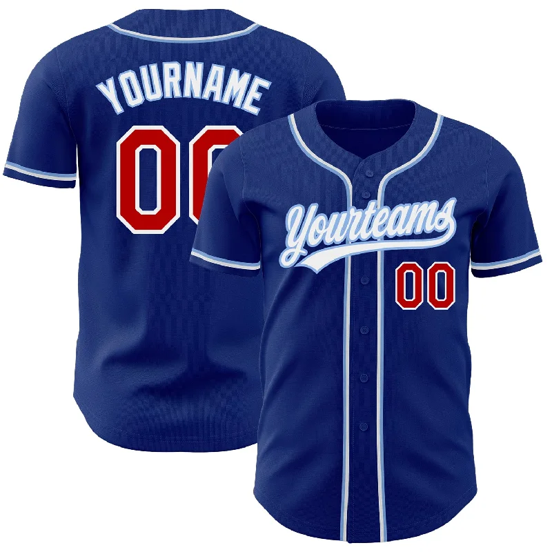 Baseball Jersey With Street Style Look-Custom Royal Red-Light Blue Authentic Baseball Jersey