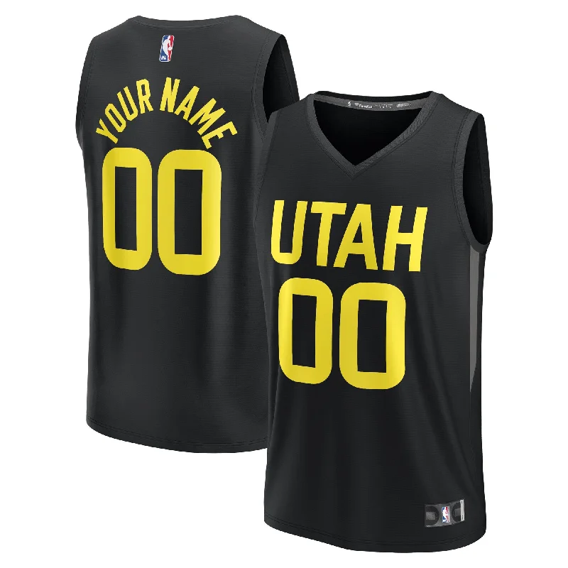 Basketball Jersey For Fun Sports Designs-Utah Jazz Branded Fast Break Custom Basketball Jersey - Black - Statement Edition