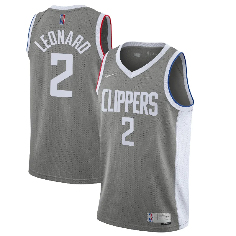 Basketball Jersey For Birthday Gifts-Kawhi Leonard La Clippers 2020/21 Swingman Player Basketball Jersey Gray - Earned Edition