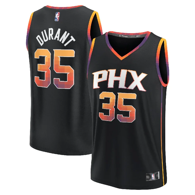 Basketball Jersey With Retro Style-Kevin Durant Phoenix Suns Branded Fast Break Player Basketball Jersey - Statement Edition - Black