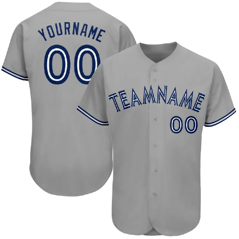 Baseball Jersey For Custom Orders-Custom Gray Royal-White Authentic Baseball Jersey