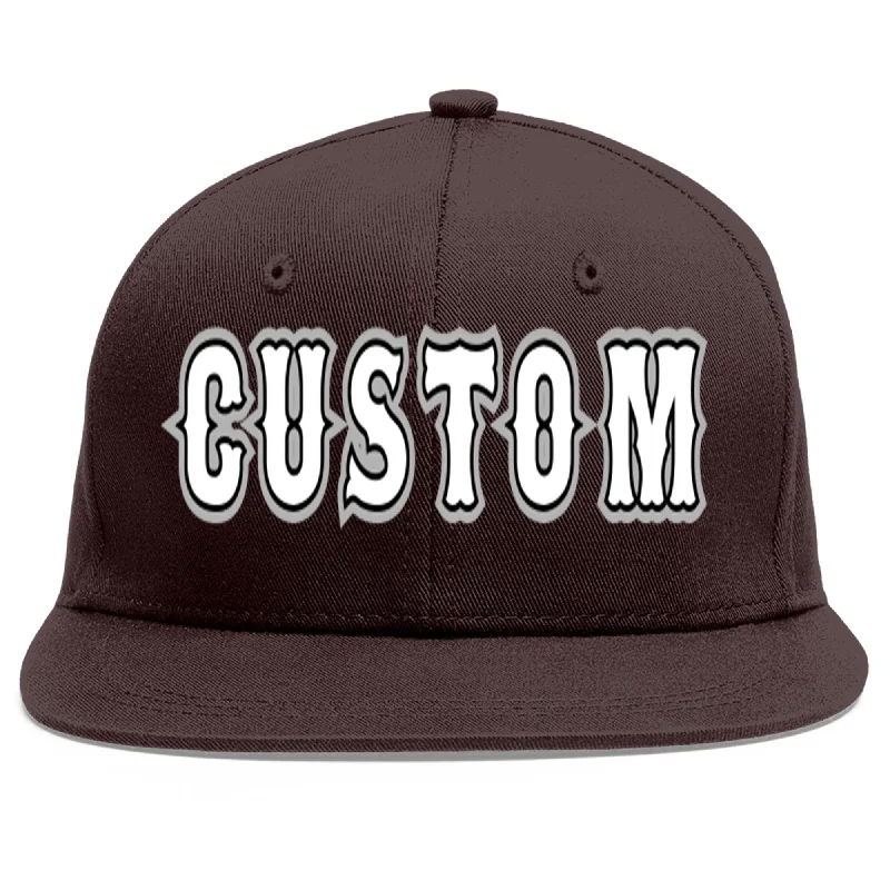 Baseball Cap For Promotional Campaigns-Custom Brown White-Black Flat Eaves Sport Baseball Cap