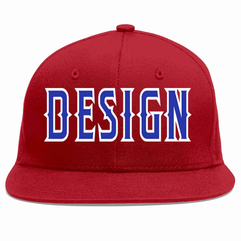 Baseball Cap For Baseball Fans-Custom Red Royal-White Flat Eaves Sport Baseball Cap Design for Men/Women/Youth