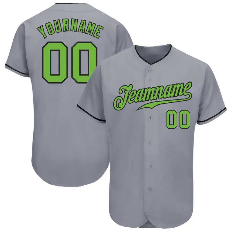 Baseball Jersey For Tough Conditions-Custom Gray Neon Green-Black Authentic Baseball Jersey