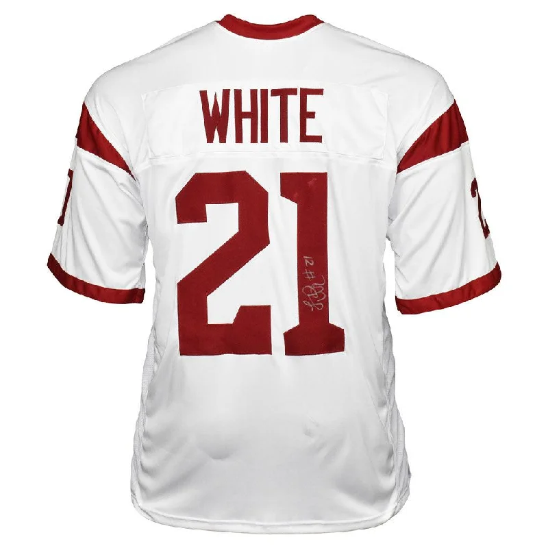 Rugby Jersey With Stretchable Material-LenDale White Signed USC College White Football Jersey (JSA)