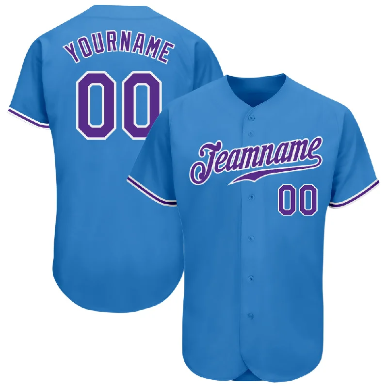 Baseball Jersey For Sports Clothing Lines-Custom Powder Blue Purple-White Authentic Baseball Jersey