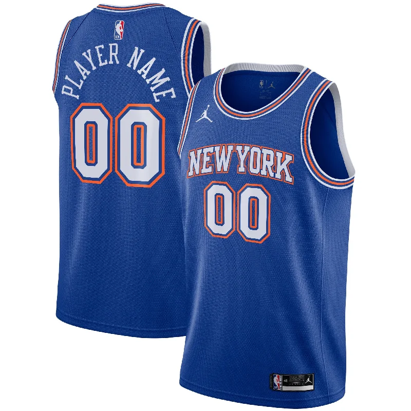 Basketball Jersey For Personalized Fan Apparel-New York Knicks Jordan Brand Swingman Custom Basketball Jersey - Statement Edition - Blue