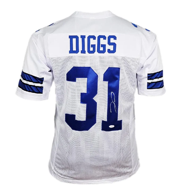 Rugby Jersey For Exclusive Rugby Club Apparel-Trevon Diggs Signed Dallas White Rookie Jersey Football Jersey (JSA)