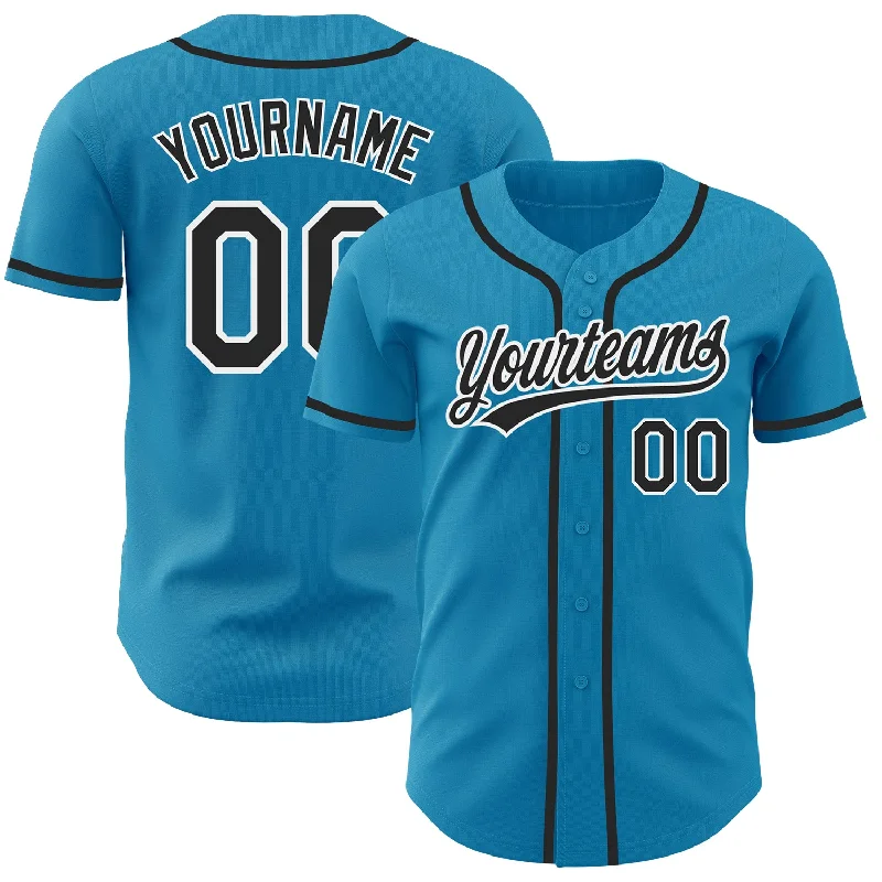 Baseball Jersey For Promotional Campaigns-Custom Panther Blue Black-White Authentic Baseball Jersey