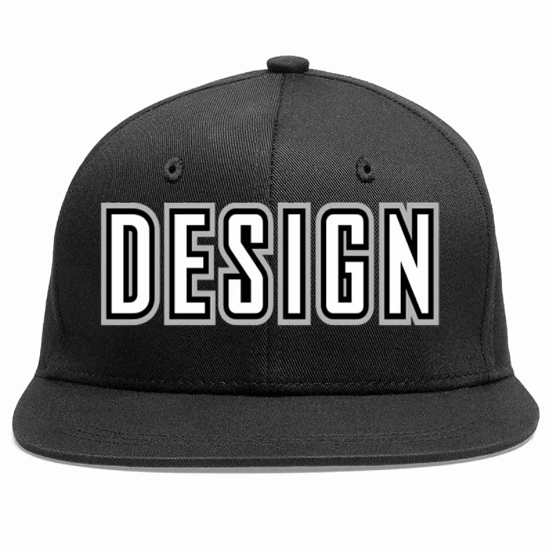 Baseball Cap With Inspirational Quotes-Custom Black White-Black Flat Eaves Sport Baseball Cap Design for Men/Women/Youth