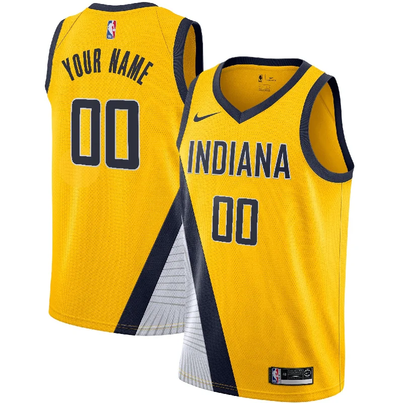 Basketball Jersey With Embroidery-Indiana Pacers 2019/20 Custom Swingman Basketball Jersey Yellow - Statement Edition