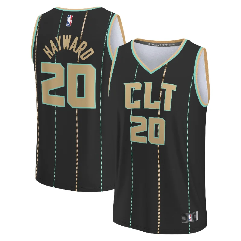 Basketball Jersey With Special Edition Designs-Gordon Hayward Charlotte Hornets Branded Fastbreak Basketball Jersey - City Edition - Black