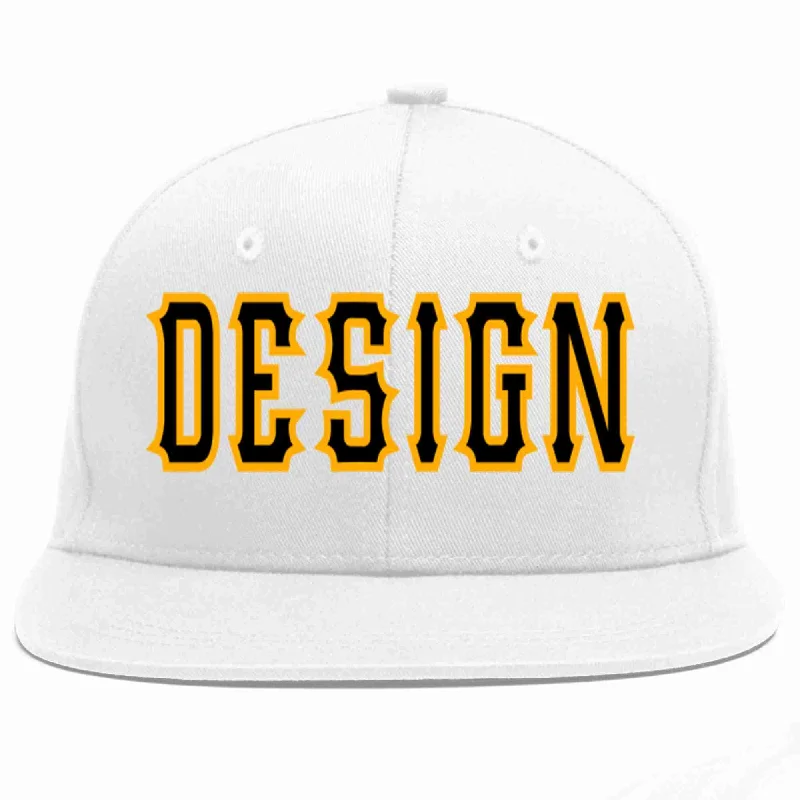 Baseball Cap For Everyday Fashion-Custom White Black-Yellow Flat Eaves Sport Baseball Cap Design for Men/Women/Youth