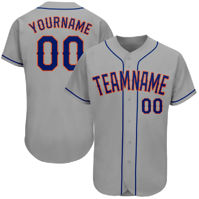 Baseball Jersey For Fan Gear-Custom Gray Royal-Orange Authentic Baseball Jersey