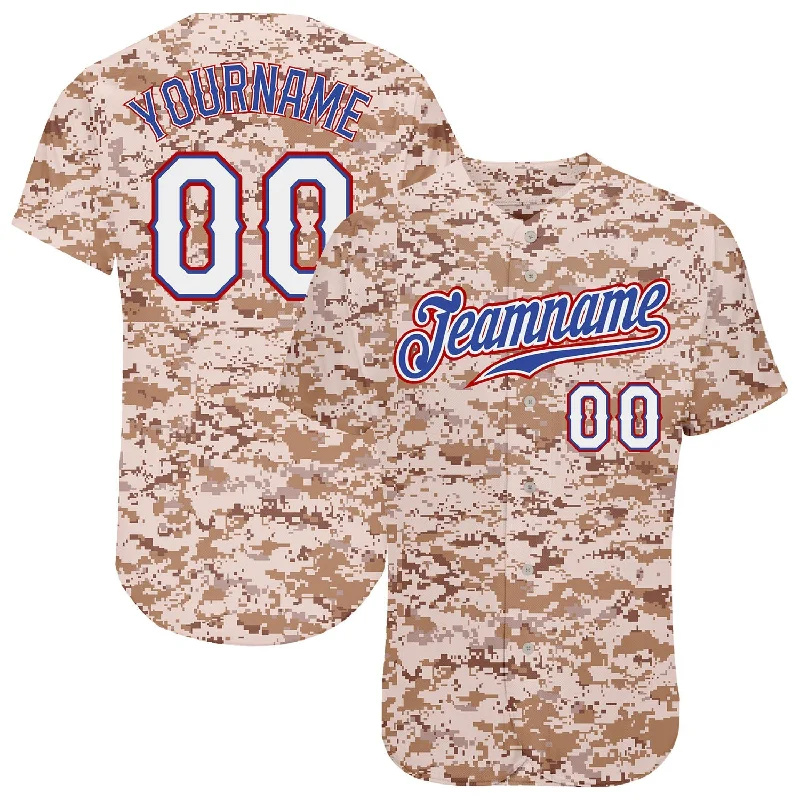 Baseball Jersey For Custom Gifts-Custom Camo White-Royal Authentic Salute To Service Baseball Jersey