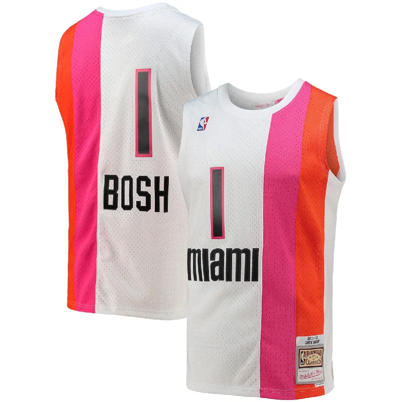 Basketball Jersey For High School Teams-Chris Bosh Miami Heat 2001/02 Hardwood Classics Swingman Basketball Jersey - White