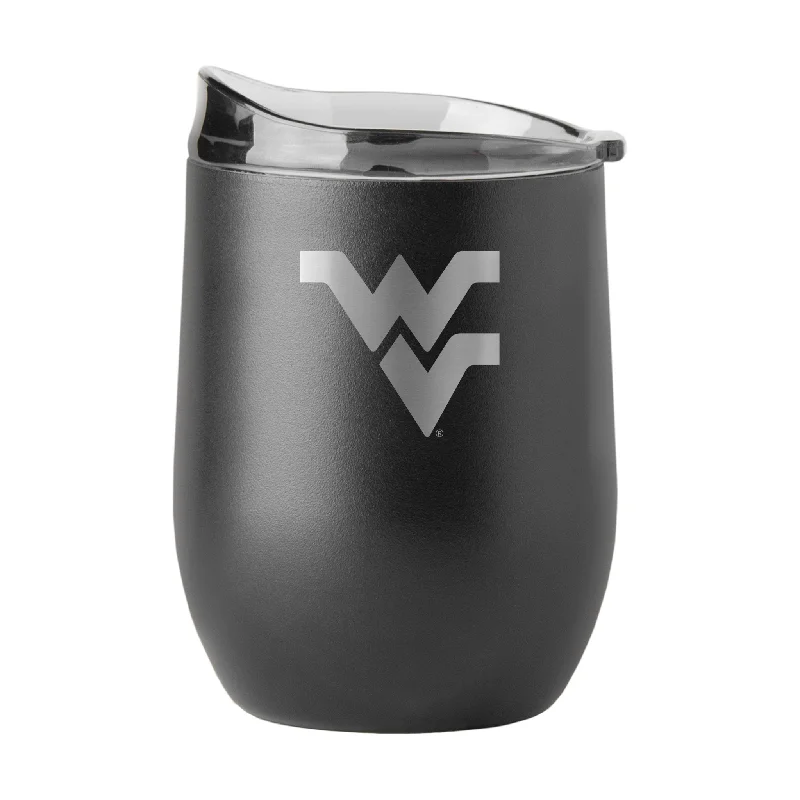 Team Mug With Custom Artwork Designs-West Virginia 16oz Black Etch Powder Coat Curved Bev