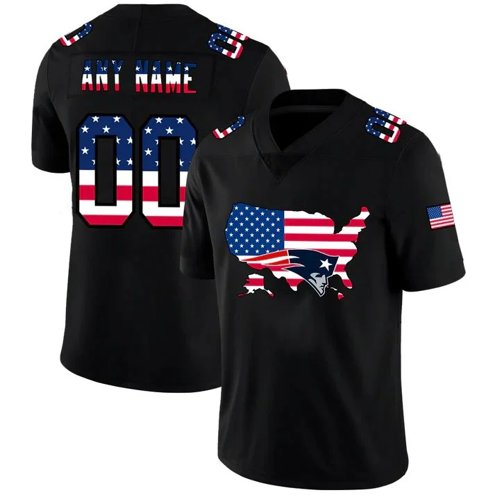 Rugby Jersey For Charity Events-Custom NE.Patriots Black Limited Fashion Flag Stitched American Football Jerseys