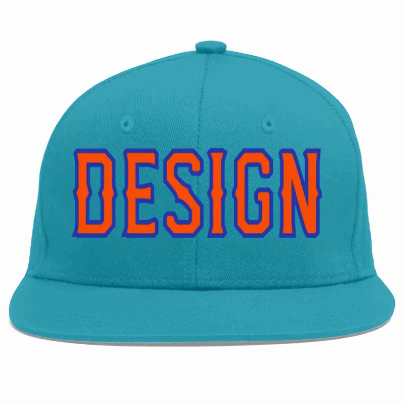 Baseball Cap With Inspirational Quotes-Custom Aqua Orange-Royal Flat Eaves Sport Baseball Cap Design for Men/Women/Youth